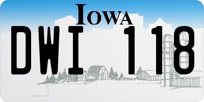IA license plate DWI118