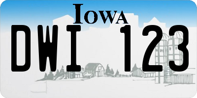 IA license plate DWI123
