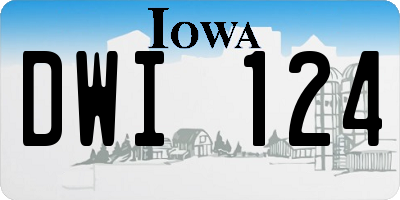 IA license plate DWI124