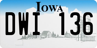 IA license plate DWI136