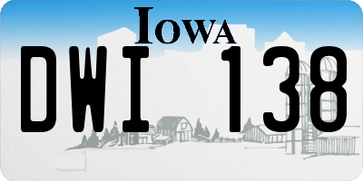 IA license plate DWI138