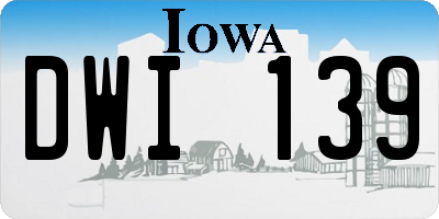 IA license plate DWI139
