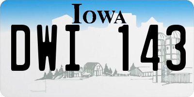 IA license plate DWI143