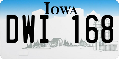 IA license plate DWI168