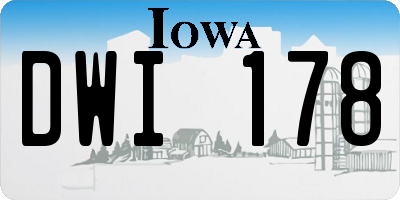 IA license plate DWI178