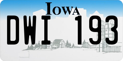IA license plate DWI193