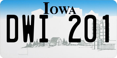 IA license plate DWI201