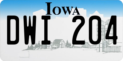 IA license plate DWI204