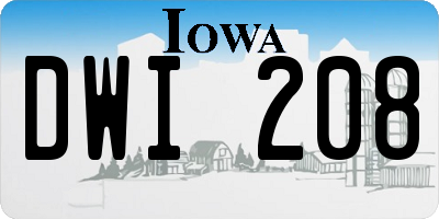 IA license plate DWI208