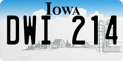 IA license plate DWI214