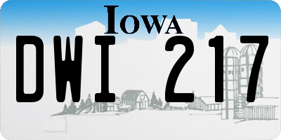 IA license plate DWI217