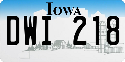 IA license plate DWI218