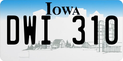 IA license plate DWI310