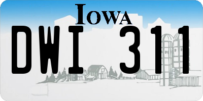 IA license plate DWI311