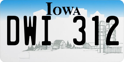 IA license plate DWI312
