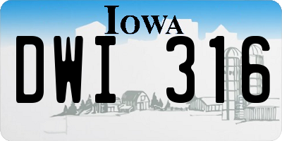 IA license plate DWI316