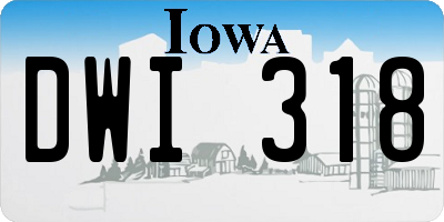 IA license plate DWI318