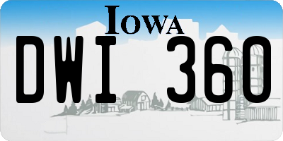 IA license plate DWI360