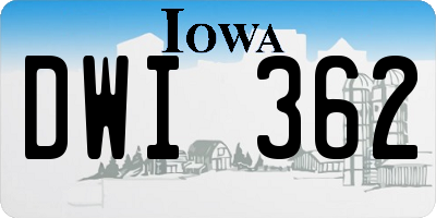 IA license plate DWI362