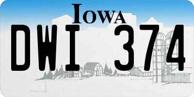IA license plate DWI374