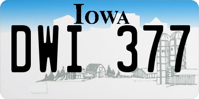 IA license plate DWI377