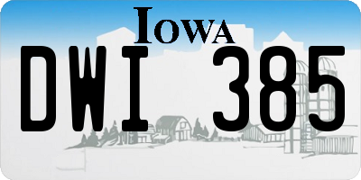 IA license plate DWI385