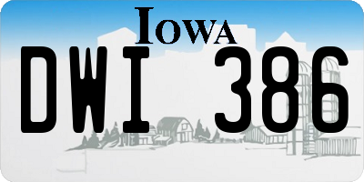 IA license plate DWI386