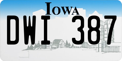 IA license plate DWI387