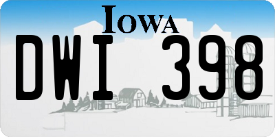 IA license plate DWI398