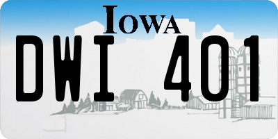 IA license plate DWI401