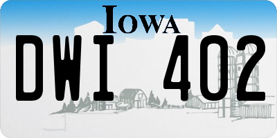 IA license plate DWI402