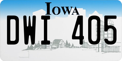 IA license plate DWI405