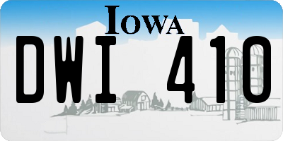 IA license plate DWI410