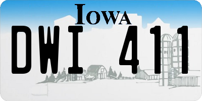 IA license plate DWI411