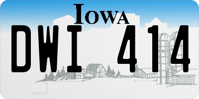 IA license plate DWI414