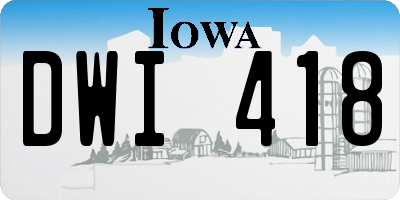 IA license plate DWI418