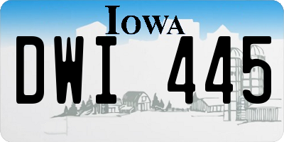 IA license plate DWI445