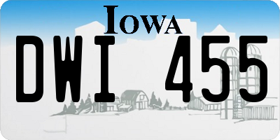 IA license plate DWI455