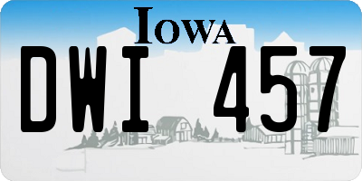 IA license plate DWI457