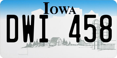 IA license plate DWI458