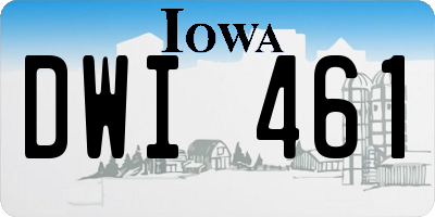 IA license plate DWI461