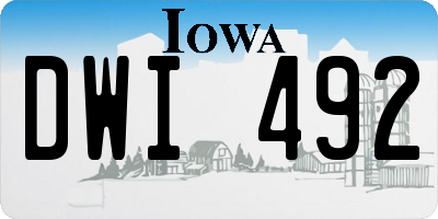 IA license plate DWI492