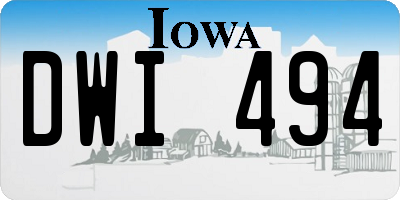 IA license plate DWI494