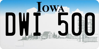 IA license plate DWI500