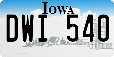 IA license plate DWI540
