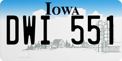 IA license plate DWI551