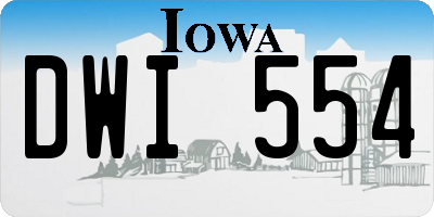IA license plate DWI554