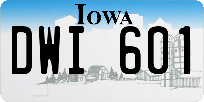 IA license plate DWI601