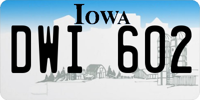 IA license plate DWI602