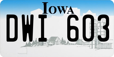 IA license plate DWI603